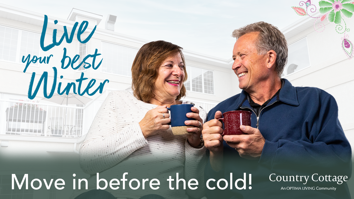 An older couple enjoy a cup of coffee smiling at each other