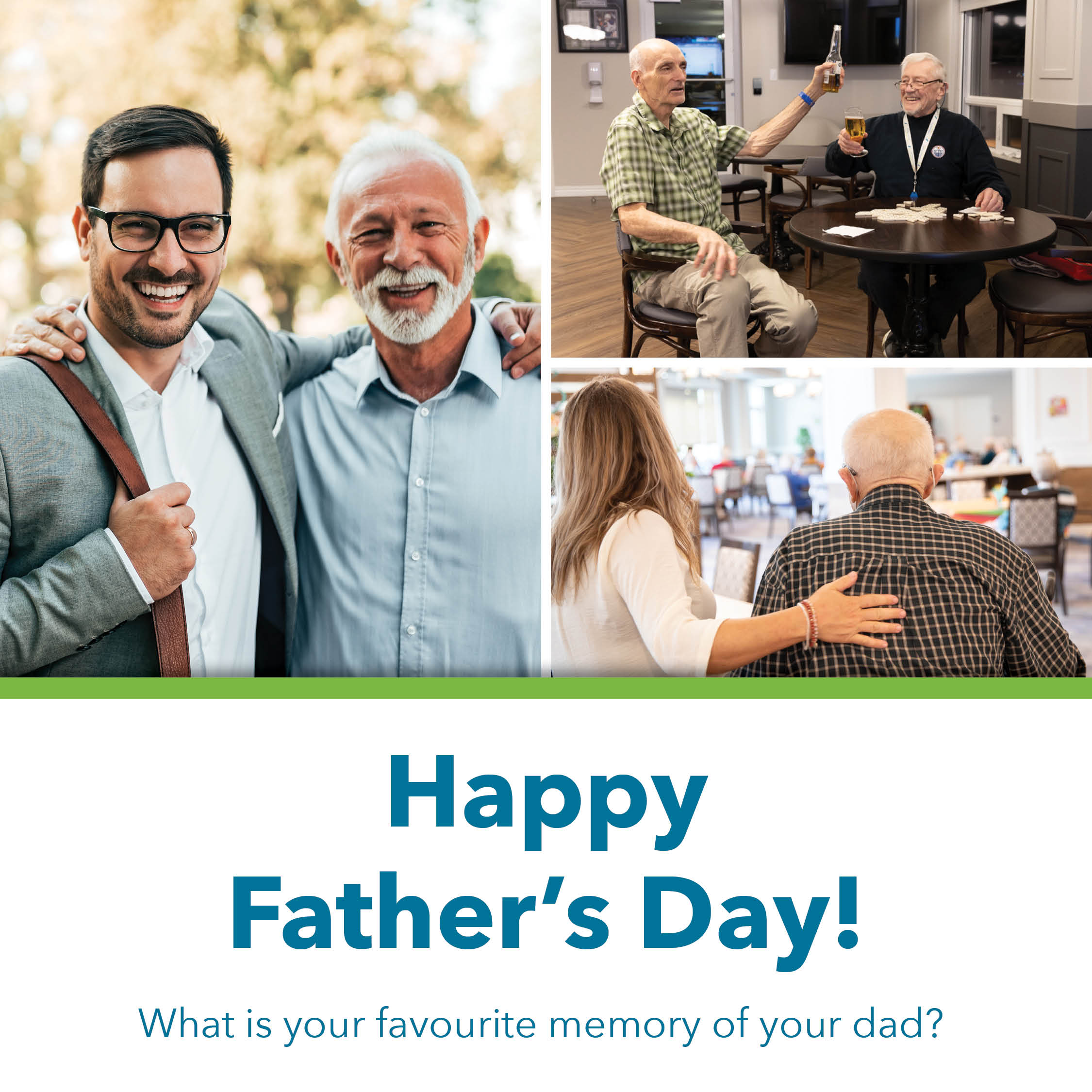 Happy Father's Day title with multiple images of Dad's.