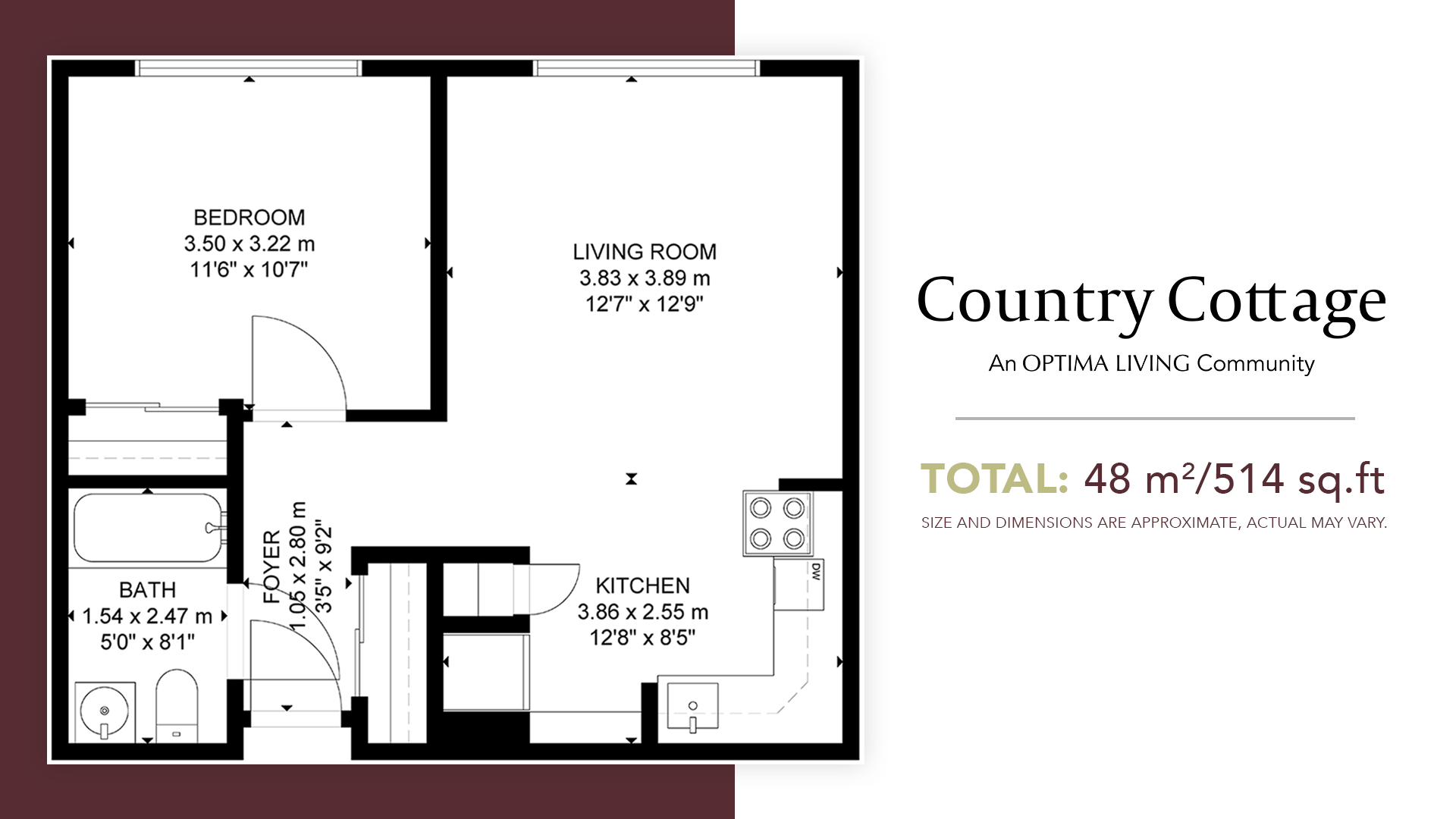 One bedroom suite plan at country cottage residence